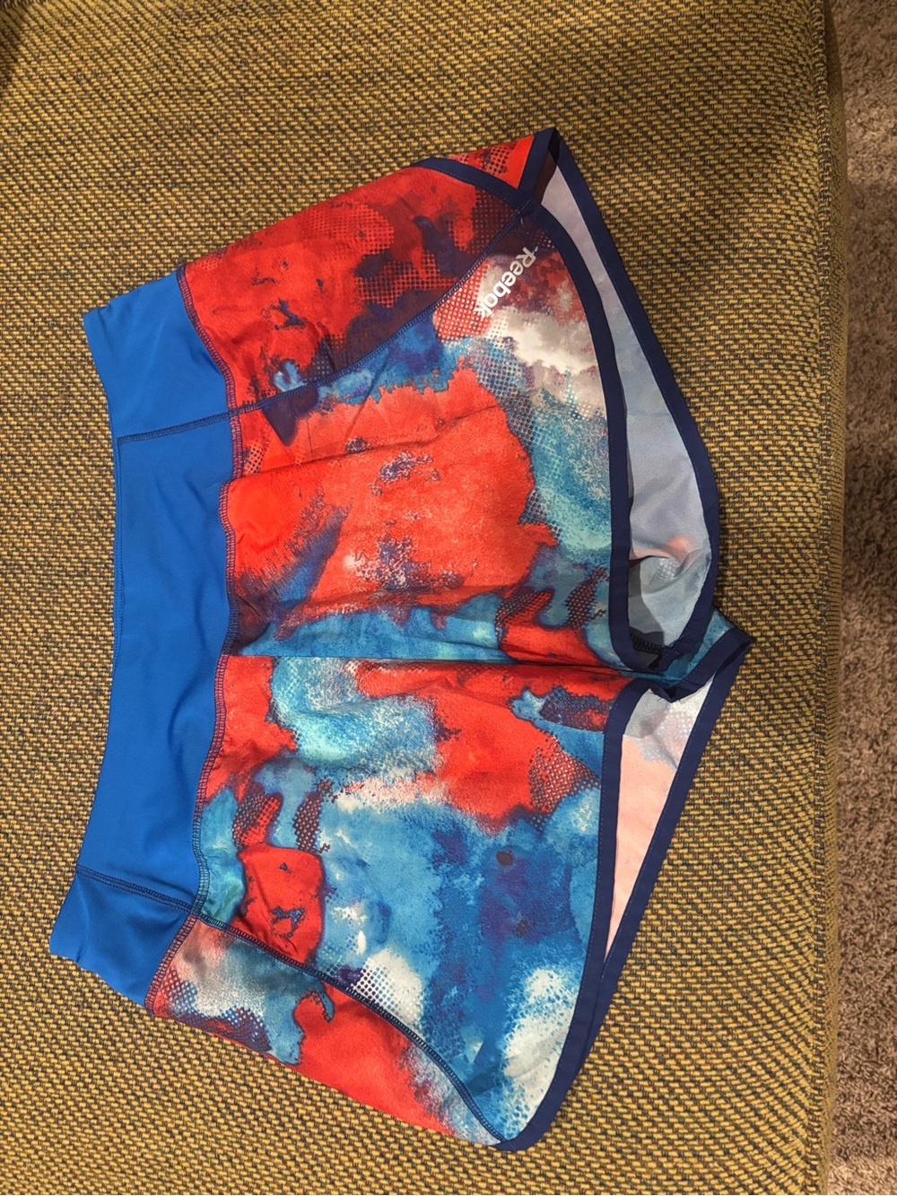 Reebok Multicolor Red & Blue Abstract Running Shorts